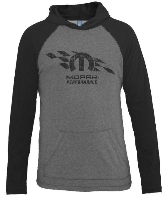 A72349942X - : New Mopar Performance Raglan Hooded Long Sleeve T-Shirt Shirt Gray / Black XL for Mopar Image