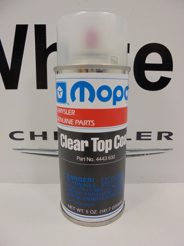 68626452AA - Vehicle Care Products: Touch-Up Spray Paint - Clear Top Coat for Chrysler: 300, Pacifica, Voyager | Dodge: Challenger, Charger, Durango, Grand Caravan, Journey, Magnum, Ram 1500, Ram 2500, Ram 3500 | Fiat: 124 Spider, 500L, 500X | Jeep: Renegade | Ram: ProMaster 1500, ProMaster 2500, ProMaster 3500, ProMaster City, ProMaster EV Image