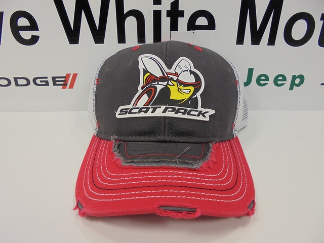 11G1D - : New Dodge Scat Pack Gray &amp; White Cap Ballcap Ball Cap Hat for Mopar Image