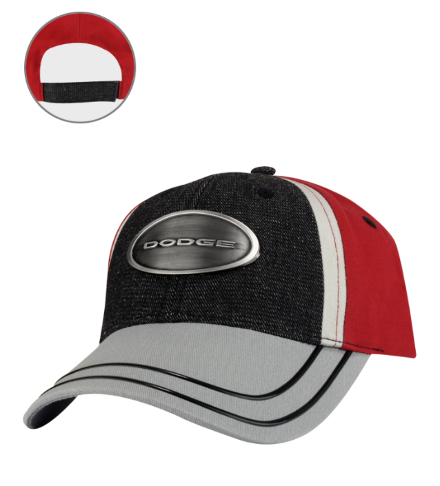 157DV - : Dodge Metal Emblem Cap Hat Baseball Cap Sanded Twill Denim Adjustable Structured for Mopar Image