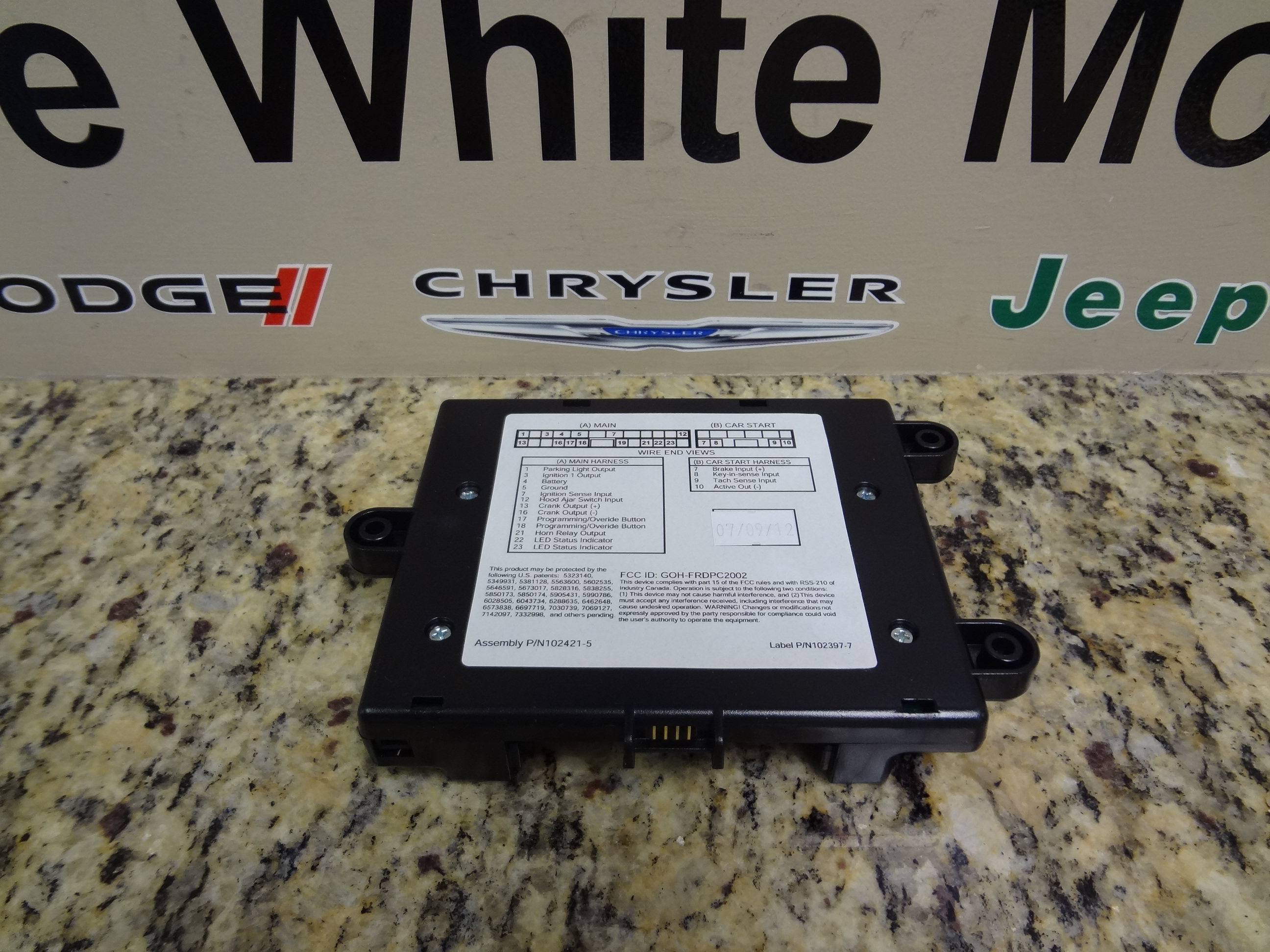 82208859AB - Mopar Accessories - Component Parts: Remote Start Module Kit for Chrysler: 300, Aspen, Pacifica, PT Cruiser, Sebring, Town &amp; Country | Dodge: Caliber, Caravan, Charger, Dakota, Durango, Grand Caravan, Magnum, Neon, Nitro, Ram 1500, Ram 2500, Ram 3500, Stratus | Jeep: Commander, Compass, Grand Cherokee, Liberty, Patriot, Wrangler Image