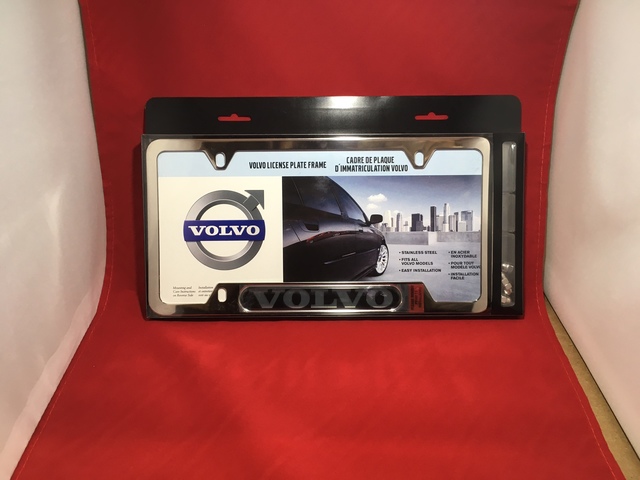 8640121 - Exterior: 2006-2018 Volvo License Plate Frame Chrome Plated With Chrome Nuts for Volvo: C30, C70, EC40, EX30, EX40, EX90, S60, S80, S90, V60, V90, V90 Cross Country, XC40, XC60, XC70, XC90 Image