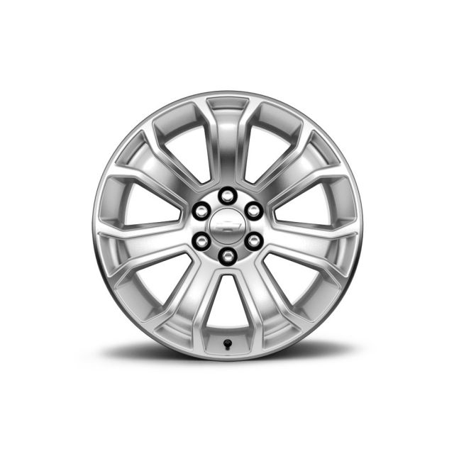 19301163 - : 22x9-Inch Aluminum 7-Spoke Wheel in Midnight Silver for Cadillac: Escalade, Escalade ESV | Chevrolet: Silverado 1500, Silverado 1500 LD, Silverado 2500 HD, Silverado 3500 HD, Suburban, Suburban 3500 HD, Tahoe | GMC: Sierra 1500, Sierra 1500 Limited Image