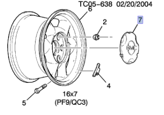 15712389 - : Button Style Center Cap with GMC Logo for GMC: Sierra 1500, Sierra 1500 HD, Sierra 2500, Sierra 2500 HD, Sierra 3500, Yukon, Yukon XL 1500, Yukon XL 2500 Image