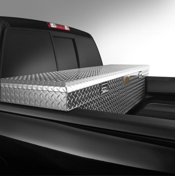 19170990 - Exterior: Cross Bed Aluminum Tool Box with Bowtie and GMC Logo for Chevrolet: Silverado 1500, Silverado 1500 Classic, Silverado 1500 HD, Silverado 1500 HD Classic, Silverado 1500 LD, Silverado 2500, Silverado 2500 HD, Silverado 2500 HD Classic, Silverado 3500, Silverado 3500 Classic, Silverado 3500 HD | GMC: Sierra 1500, Sierra 1500 Classic, Sierra 1500 HD, Sierra 1500 HD Classic, Sierra 1500 Limited, Sierra 2500, Sierra 2500 HD, Sierra 2500 HD Classic, Sierra 3500, Sierra 3500 Classic, Sierra 3500 HD Image