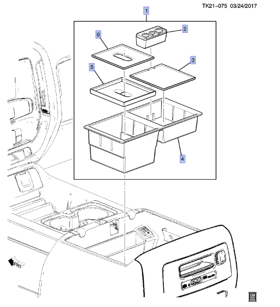 84106530 - Interior: Console Organizer, Removable for Chevrolet: Silverado 1500, Silverado 1500 LTD, Silverado 2500 HD, Silverado 3500 HD | GMC: Sierra 1500, Sierra 2500 HD, Sierra 3500 HD Image