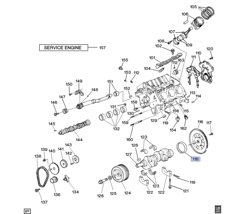12582320 - Engine: Rear Main Seal for Buick: Century, LaCrosse, LeSabre, Lucerne, Park Avenue, Reatta, Regal, Riviera, Skylark | Chevrolet: Camaro, Impala, Lumina, Lumina APV, Monte Carlo | Oldsmobile: 88, 98, Achieva, Cutlass Calais, Cutlass Ciera, Cutlass Cruiser, Delta 88, Intrigue, LSS, Regency, Silhouette, Toronado | Pontiac: Bonneville, Firebird, Grand Am, Grand Prix, Trans Sport Image