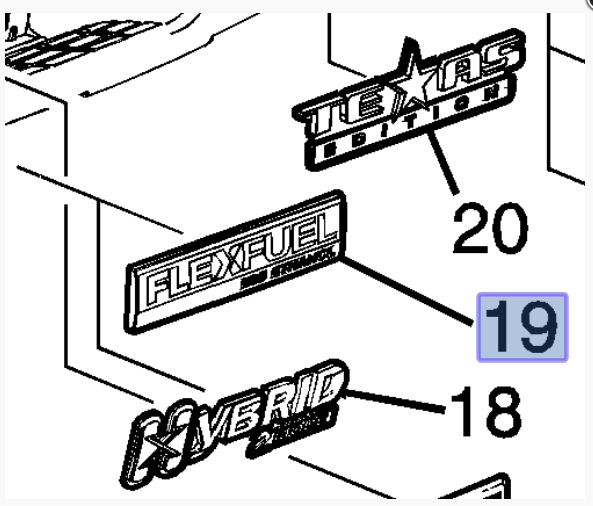84674417 - Body: Nameplate for Buick: Lucerne, Regal | Cadillac: Escalade, Escalade ESV | Chevrolet: Avalanche, Caprice, Equinox, Express 1500, Express 2500, Express 3500, HHR, Impala, Impala Limited, Malibu, Monte Carlo, Silverado 1500, Silverado 2500 HD, Silverado 3500 HD, Suburban 1500, Suburban 2500, Tahoe, Uplander | GMC: Savana 1500, Savana 2500, Savana 3500, Sierra 1500, Sierra 2500 HD, Sierra 3500 HD, Terrain, Yukon, Yukon XL 1500, Yukon XL 2500 | Pontiac: G6 Image