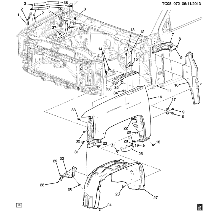 23303551 - : Front Driver Side Fender for Chevrolet: Silverado 1500, Silverado 1500 LD, Silverado 2500 HD, Silverado 3500 HD Image
