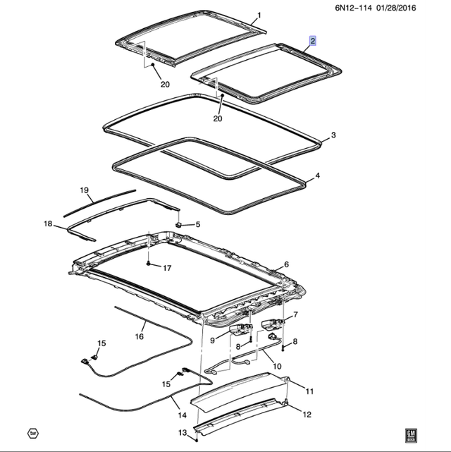 23378853 - Body: Sunroof Glass for GM Image