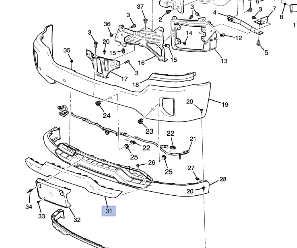 23243083 - : Bright Chrome Front Bumper Fascia Skid Plate for Chevrolet: Silverado 1500, Silverado 1500 LD Image