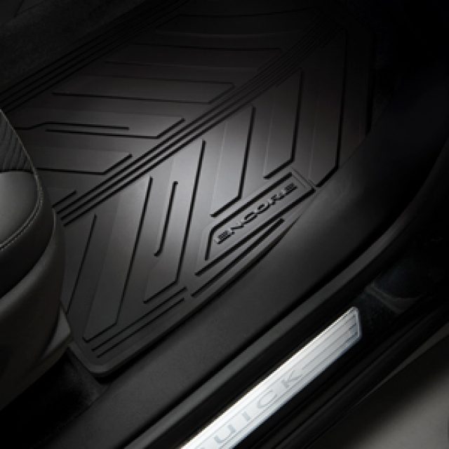 42364956 - : Front and Rear All-Weather Floor Mats in Black with Encore Logo for GM Image