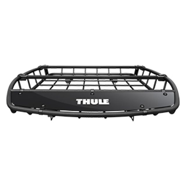 19331872 - Hauling: Roof-Mounted Canyon Cargo Basket by Thule® in Black - Associated Accessories for Buick: Enclave, Encore, Encore GX, Envision, Regal Sportback, Regal TourX | Cadillac: CTS, Escalade, Escalade ESV, SRX, XT4, XT5, XT6, XTS | Chevrolet: Avalanche, Blazer, Bolt EUV, Bolt EV, Colorado, Equinox, Silverado 1500, Silverado 1500 LTD, Silverado 2500 HD, Silverado 3500 HD, Silverado EV, Sonic, Suburban, Suburban 1500, Suburban 2500, Suburban 3500 HD, Tahoe, Trailblazer, Traverse, Trax | GMC: Acadia, Acadia Limited, Canyon, Sierra 1500, Sierra 1500 Limited, Sierra 2500 HD, Sierra 3500 HD, Terrain, Yukon, Yukon XL, Yukon XL 1500, Yukon XL 2500 Image