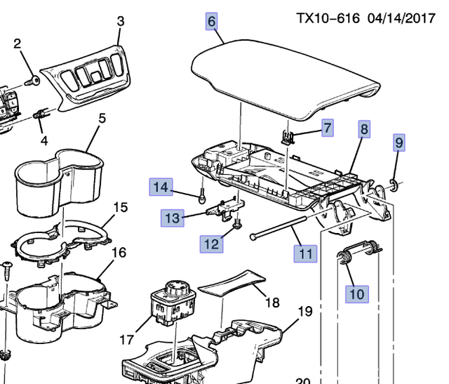 84500304 - Body: Armrest Assembly for Chevrolet: Equinox | GMC: Terrain Image