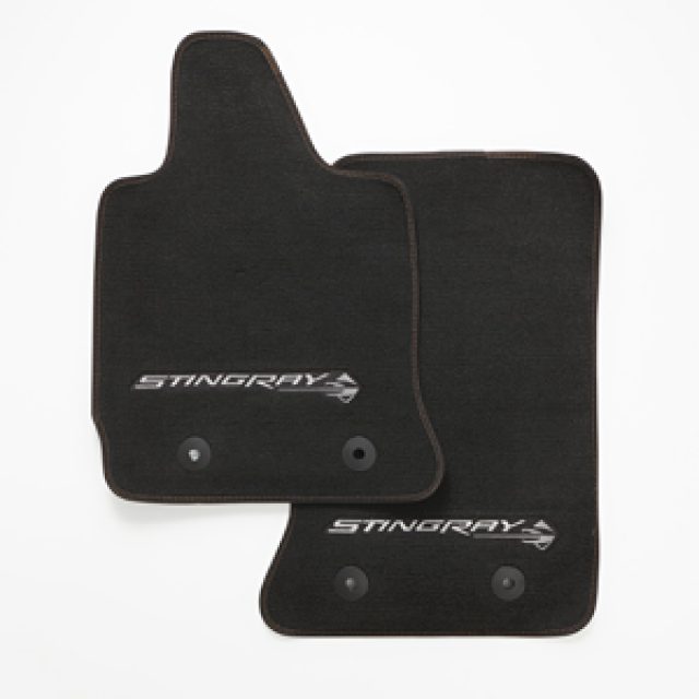 23112197 - : Front Carpeted Floor Mats (Jet Black W/ Stingray Logo) for GM Image