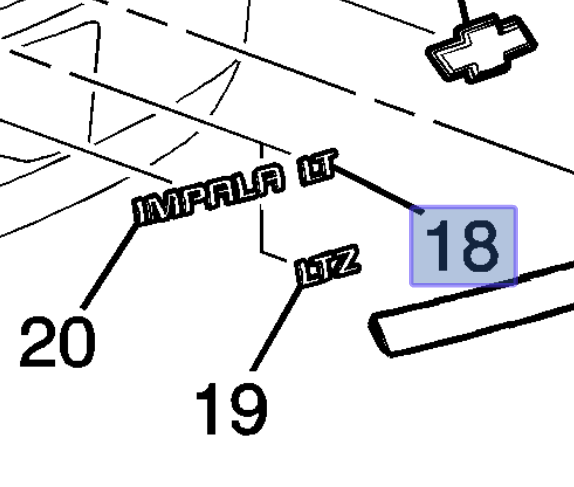 15792288 - Body: Nameplate for Chevrolet: Impala, Impala Limited, Monte Carlo Image