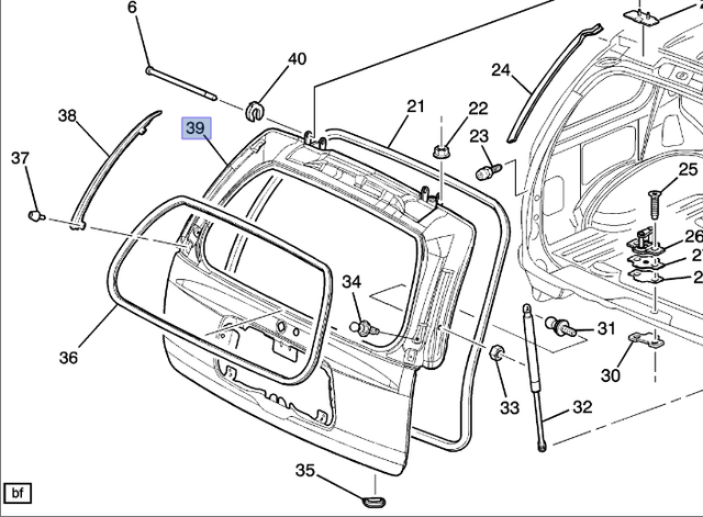 89025440 - Body: Lift Gate for Chevrolet: Trailblazer EXT | GMC: Envoy XL Image