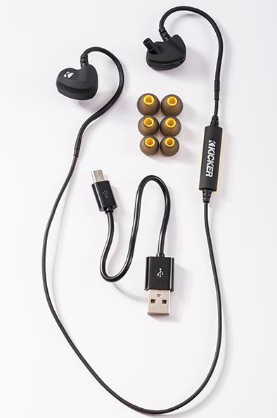 19368028 - Electronics: Bluetooth® Earbuds by Kicker® - Associated Accessories for Buick: Cascada, Enclave, Encore, Encore GX, Envision, LaCrosse, Regal, Regal Sportback, Regal TourX, Verano | Cadillac: ATS, CT4, CT5, CT6, CTS, ELR, Escalade, Escalade ESV, SRX, XT4, XT5, XT6, XTS | Chevrolet: Blazer, Bolt EV, Camaro, City Express, Colorado, Corvette, Cruze, Cruze Limited, Equinox, Express 2500, Express 3500, Express 4500, Impala, Malibu, Malibu Limited, Silverado 1500, Silverado 1500 LTD, Silverado 2500 HD, Silverado 3500 HD, Sonic, Spark, Spark EV, SS, Suburban, Suburban 3500 HD, Tahoe, Trailblazer, Traverse, Trax, Volt | GMC: Acadia, Acadia Limited, Canyon, Savana 2500, Savana 3500, Savana 4500, Sierra 1500, Sierra 1500 Limited, Sierra 2500 HD, Sierra 3500 HD, Terrain, Yukon, Yukon XL Image