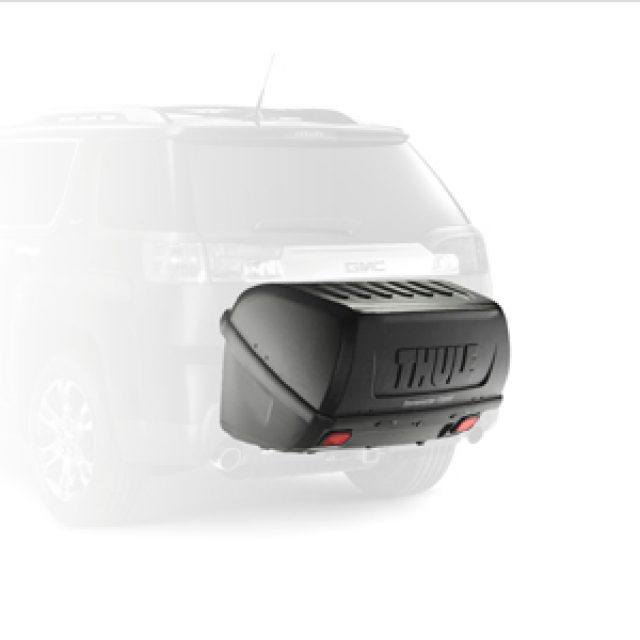 19257871 - Towing: Hitch-Mounted Cargo Box by Thule ® - Associated Accessories for Buick: Enclave, Envision | Cadillac: CTS, Escalade, Escalade ESV, Escalade EXT, SRX, XT4, XT5, XT6 | Chevrolet: Avalanche, Blazer, Colorado, Equinox, Express 1500, Express 2500, Express 3500, Express 4500, HHR, Silverado 1500, Silverado 1500 Classic, Silverado 1500 HD Classic, Silverado 1500 LTD, Silverado 2500 HD, Silverado 2500 HD Classic, Silverado 3500 Classic, Silverado 3500 HD, Suburban, Suburban 1500, Suburban 2500, Suburban 3500 HD, Tahoe, Trailblazer, Traverse | GMC: Acadia, Acadia Limited, Canyon, Envoy, Savana 1500, Savana 2500, Savana 3500, Savana 4500, Sierra 1500, Sierra 1500 Classic, Sierra 1500 HD Classic, Sierra 1500 Limited, Sierra 2500 HD, Sierra 2500 HD Classic, Sierra 3500 Classic, Sierra 3500 HD, Terrain, Yukon, Yukon XL, Yukon XL 1500, Yukon XL 2500 Image