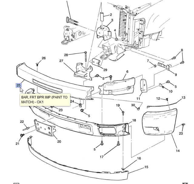 15941837 - Body: Bumper for Chevrolet: Silverado 1500 Image