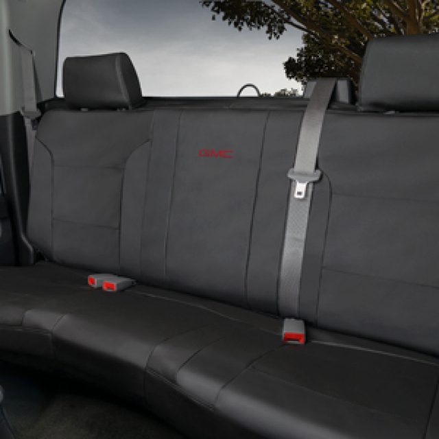 23443857 - : Rear Seat Cover Set in Black, Bench W/Armrest for Chevrolet: Silverado 1500, Silverado 2500 HD, Silverado 3500 HD | GMC: Sierra 1500, Sierra 1500 Limited, Sierra 2500 HD, Sierra 3500 HD Image