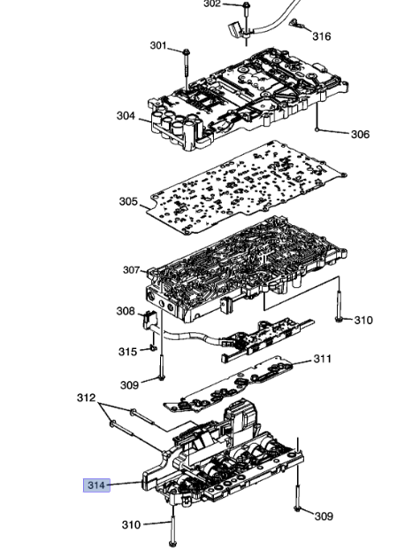24275872 - : Valve ASM-CONT SOL (W/ BODY &amp; TCM) Number 314 in picture, requires programming for Cadillac: CTS, Escalade, Escalade ESV, Escalade EXT, SRX, STS, XLR | Chevrolet: Avalanche, Camaro, Corvette, Silverado 1500, Silverado 2500 HD, Silverado 3500 HD, Suburban 1500, Suburban 2500, Tahoe | GMC: Sierra 1500, Sierra 2500 HD, Sierra 2500 HD Classic, Sierra 3500 HD, Yukon, Yukon XL 1500, Yukon XL 2500 | Hummer: H2 | Pontiac: G8 Image