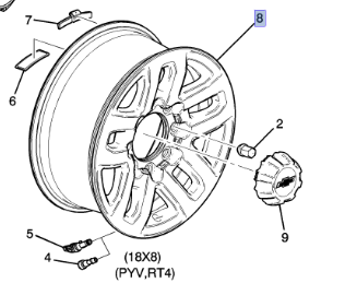 84397983 - : 18x8 Aluminum Wheel for Chevrolet: Silverado 2500 HD, Silverado 3500 HD | GMC: Sierra 2500 HD, Sierra 3500 HD Image