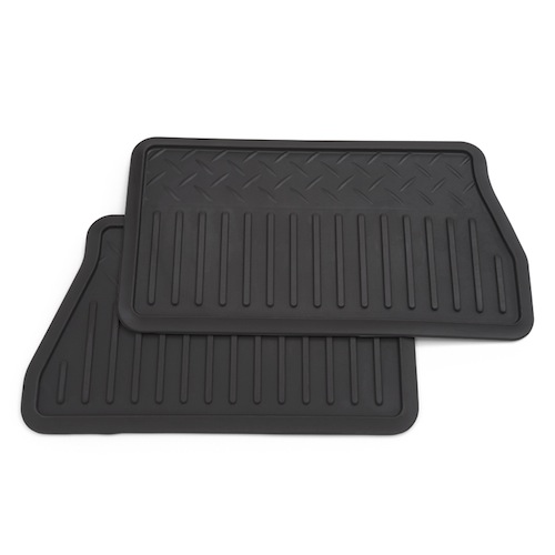 19210588 - Interior: Floor Mats - Vinyl - Rear - Ebony for Cadillac: Escalade, Escalade ESV, Escalade EXT | Chevrolet: Avalanche, Avalanche 1500, Avalanche 2500, Silverado 1500, Silverado 1500 Classic, Silverado 1500 HD, Silverado 1500 HD Classic, Silverado 2500, Silverado 2500 HD, Silverado 2500 HD Classic, Silverado 3500, Silverado 3500 Classic, Silverado 3500 HD, Suburban 1500, Suburban 2500, Tahoe | GMC: Sierra 1500, Sierra 1500 Classic, Sierra 1500 HD Classic, Sierra 2500 HD, Sierra 2500 HD Classic, Sierra 3500 Classic, Sierra 3500 HD, Yukon, Yukon XL 1500, Yukon XL 2500 Image