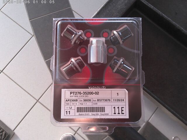 PT2763520002 - Wheels: Wheel Locks, Black Pvd for Toyota: 4Runner, Avalon, Camry, Corolla, GR Corolla, Highlander, Tacoma Image