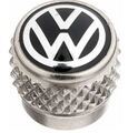 71215D - Wheels: Valve Stem Caps, Black on Silver VW Logo for Volkswagen: Atlas, Beetle, CC, e-Golf, Eos, Golf, Golf Alltrack, Golf SportWagen, GTI, ID. Buzz, ID.4, Jetta, Passat, Taos, Tiguan, Tiguan Limited, Touareg Image