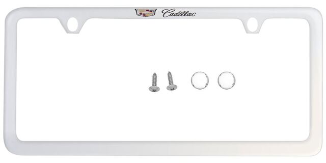 19368087 - Exterior: 14-24 Caddy License Plate Frame, Slim, Crest Logo, Chrome for GM Image