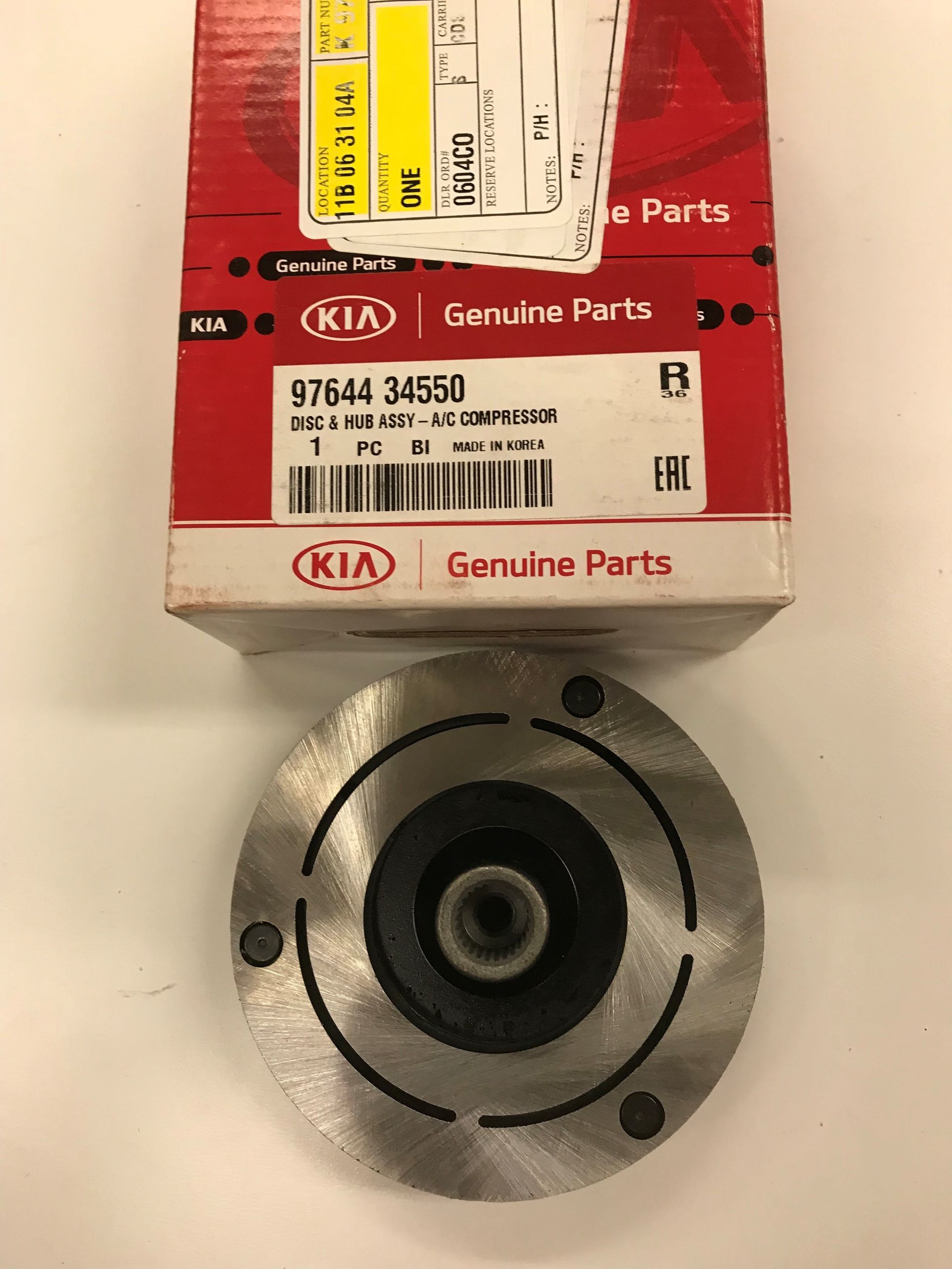 9764434550 - HVAC: A/C Compressor Clutch Hub for Kia: Borrego, Forte, Forte Koup, Rio, Rio5, Rondo, Seltos, Soul, Spectra, Spectra5, Sportage Image