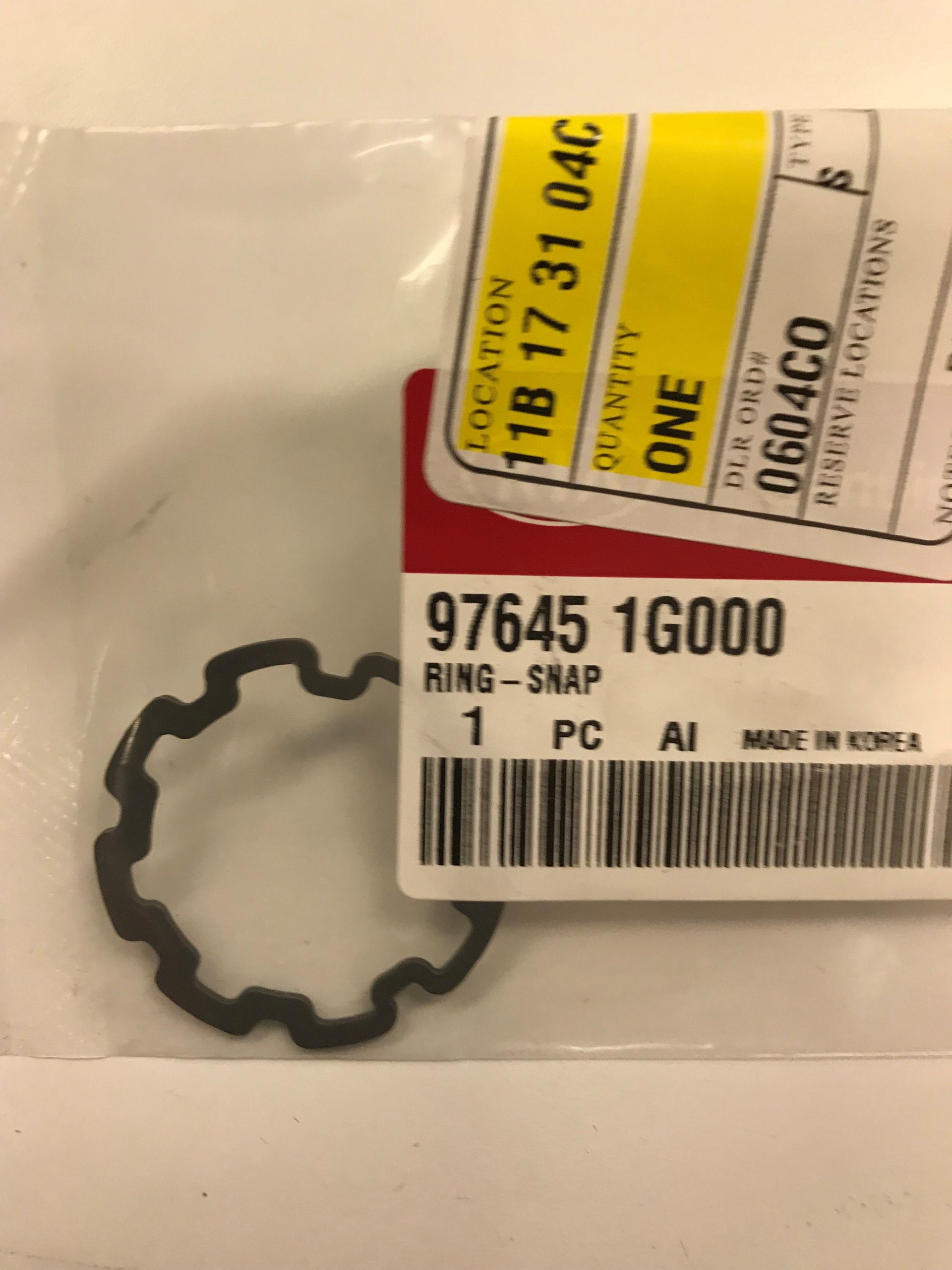 976451G000 - HVAC: Pulley Snap Ring for Kia: Rondo, Seltos, Soul Image