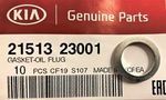 2151323001 - : Drain Plug Gasket for Kia: Amanti, Borrego, Cadenza, Carnival, Forte, Forte Koup, Forte5, K4, K5, K900, Niro, Niro EV, Optima, Rio, Rio5, Rondo, Sedona, Seltos, Sorento, Soul, Spectra, Spectra5, Sportage, Stinger, Telluride Image