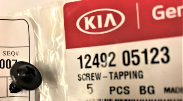 1249205123 - : Door Trim Panel Screw for Kia: Amanti, Borrego, Cadenza, Carnival, EV6, EV9, Forte, Forte Koup, Forte5, K4, K5, K900, Niro, Niro EV, Optima, Rio, Rio5, Sedona, Seltos, Sorento, Soul, Soul EV, Sportage, Stinger, Telluride Image