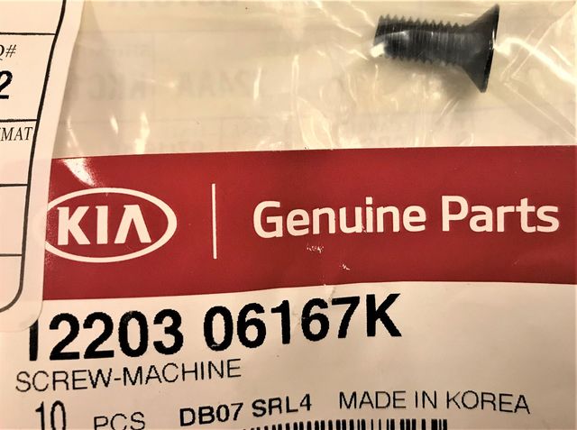 1220306167K - : Rotor Screw for Kia: Carnival, EV6, EV9, Forte, Forte Koup, Forte5, K4, K5, K900, Niro, Niro EV, Optima, Rio, Sedona, Seltos, Sorento, Soul, Soul EV, Sportage, Stinger, Telluride Image