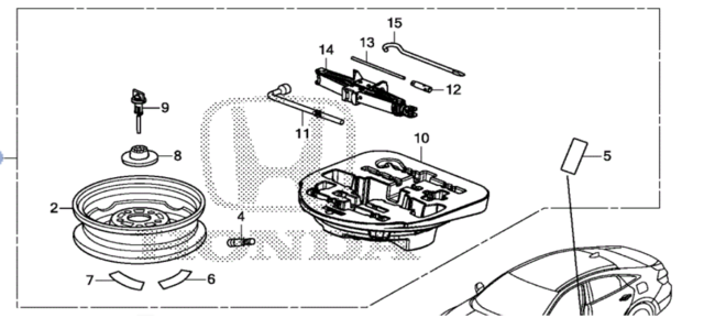6421TXMA03 - Serviceable Components: Wheel, Temporary 16" Kit  (TIRE is not included, sold separately) for Honda: Insight Image