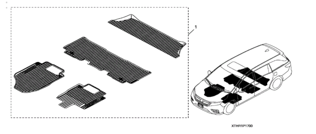 8P17THR110A - Interior: 2021-2023 Honda Odyssey Front &amp; Rear Including Third Row Floor Mats Set w/ Logo for Honda: Odyssey Image