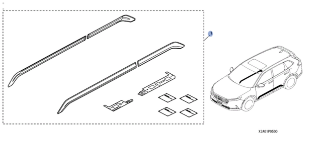 8P053A0110 - Exterior: 2023-2025 Honda CR-V - Body Side Moldings - Platinum White Pearl for Honda: CR-V Image