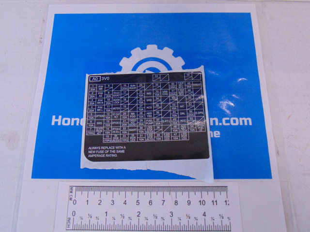 38205-3V0-A00 - 2023-2025 Honda HR-V - Fuse Box Label | Genuine