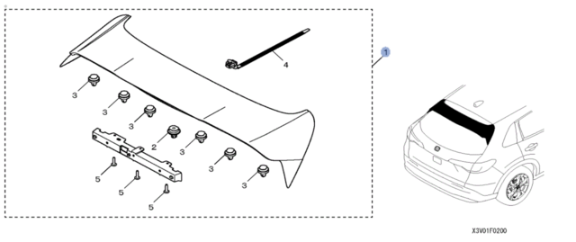 8F023V01Q0 - Exterior: 2023-2025 Honda HR-V - Hpd Tailgate Spoiler - Berlina Black for Honda: HR-V Image