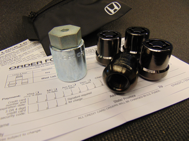 8W42TG7101A - : 2019-2024 Honda Wheel Locks Set Black Pilot Passport Ridgeline Civic Pilot Odyssey for Honda: Civic, Odyssey, Passport, Pilot, Ridgeline Image