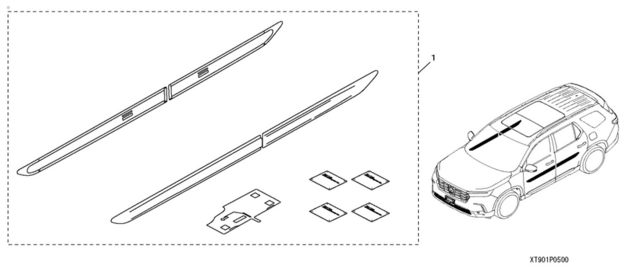 8P05T90110 - Exterior: MOLDING, BODY SIDE *NH731P*(CRYSTAL BLACK PEARL) for Honda: Pilot Image