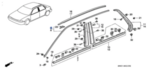 72420SM4003 - : MOLDING, R. DRIP ROOF(Passengers side) for Honda Image