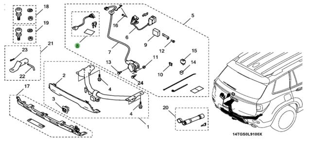 8L91TG7100A - Serviceable Components: SUB-WIRE, KIT for Honda: Passport, Pilot, Ridgeline Image