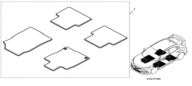 8P15TGH110A - Interior: 2020-2021 Honda Civic - Floor Mats Carpet Type-R for Honda: Civic Image