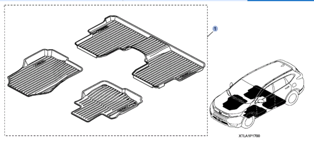 8P17TLA111 - Interior: 2017-2022 Honda CR-V - Floor Mats All-Weather High Wall Black for Honda: CR-V Image
