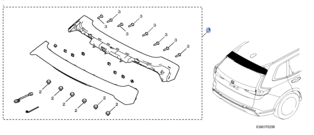 8F023A01D0 - Exterior: 2023-2025 Honda CR-V - Tailgate Spoiler - Black for Honda: CR-V Image