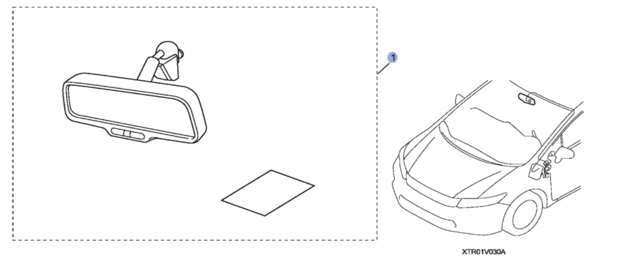 8V03TR0100A - Interior: 2012-2015 Honda - Mirror Auto-Dimming W/Compass for Honda: Accord, Civic, HR-V Image