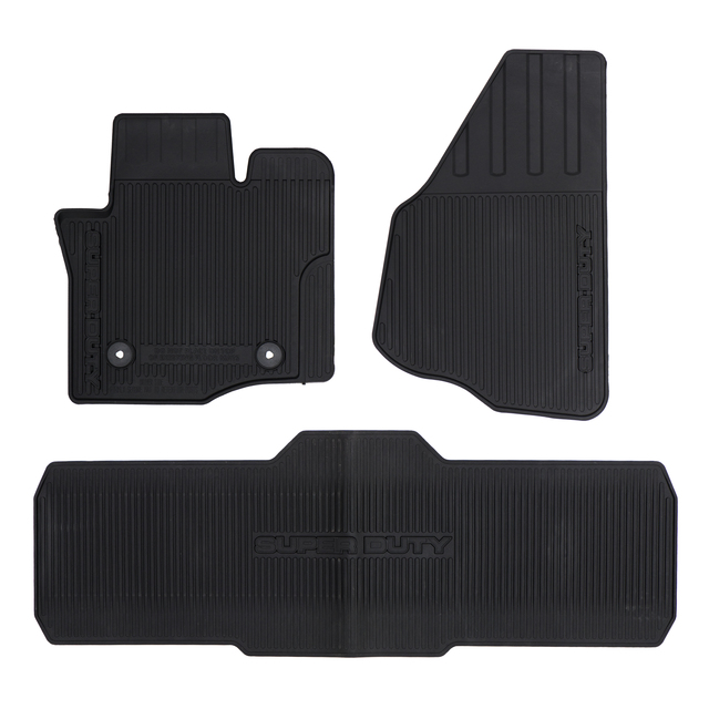 DC3Z2613300A - Interior: 2011-2014 Ford Super Duty Crew Cab Black All Weather Rubber Floor Mats OEM NEW for Ford: E-350 Super Duty, E-450 Super Duty, F-250 Super Duty, F-350 Super Duty, F-450 Super Duty, F-550 Super Duty Image